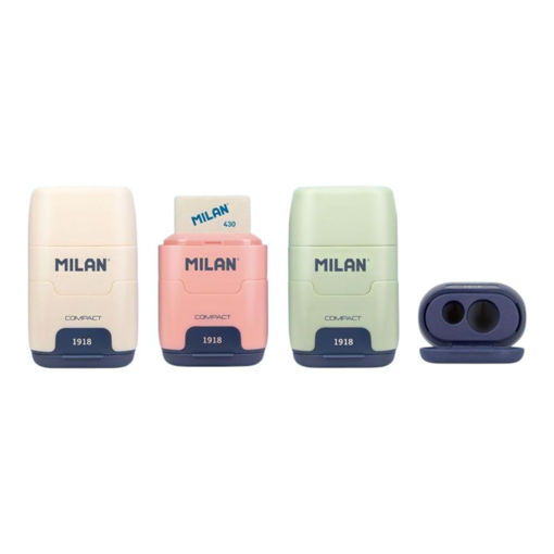 Picture of MILAN ERASER&SHARPENER COMPACT ASSORTED PASTEL COLOURS